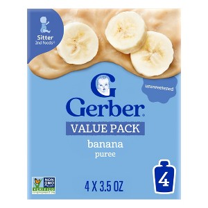 Gerber Non-GMO Stage 2 Banana Baby Food Puree Pouches - 3.5oz/4pk​ - 1 of 4