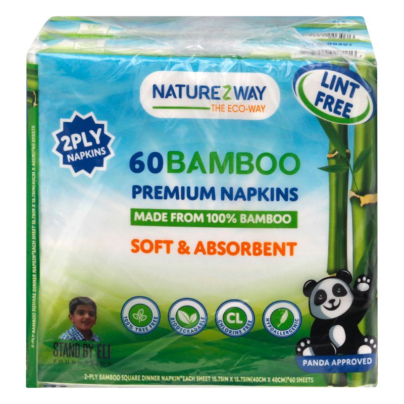 Naturezway 2-Ply White Bamboo Premium Dinner Square Napkins - Case of 12/180 ct, 2 of 4