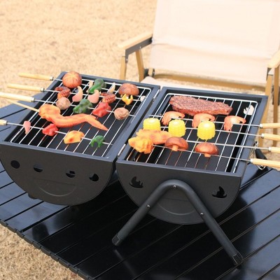 CAVINAS Iron Portable Grill Charcoal Grills Outdoor Cooking Durable Portable Propane Grill for Outdoor Grilling and Travel