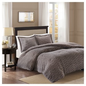 Gray Kaplan Brushed Long Faux Fur Comforter Mini Set (Twin)