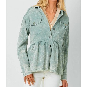 Women's Embroidered Peplum Cotton Jacket - mystree - 1 of 2