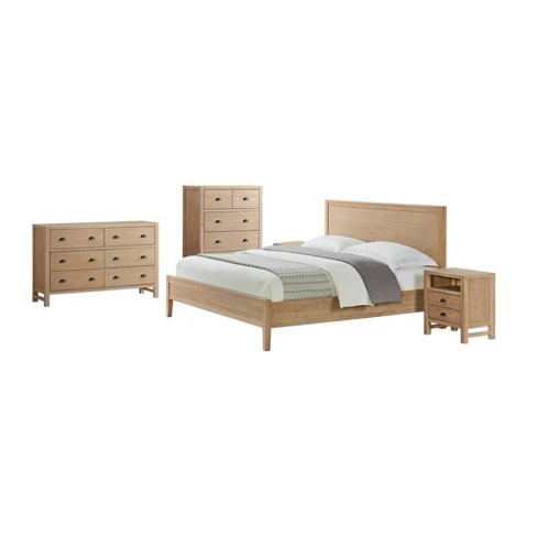 5pc Arden Wood Bedroom Set With Two 2, Dresser Set With Two Nightstands