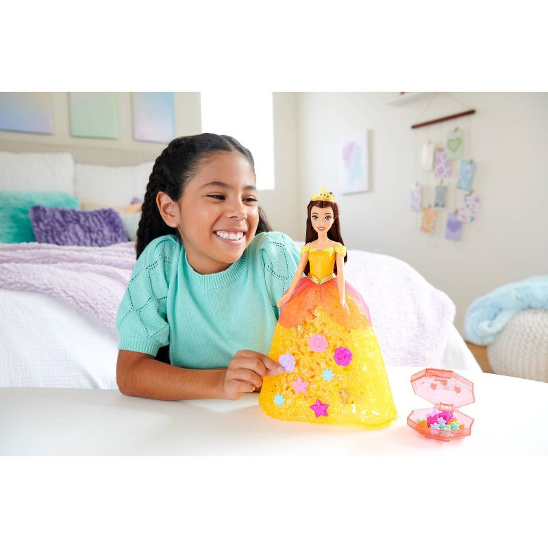 Disney Princess Flower Fashion Belle Doll with 20 Charms, Customizable Skirt &#38; Storage Case, 2 of 7