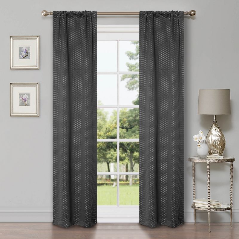 Whimsical Abstract Shimmer Room Darkening Semi-Blackout Curtains, Set of 2 by Blue Nile Mills, 1 of 4