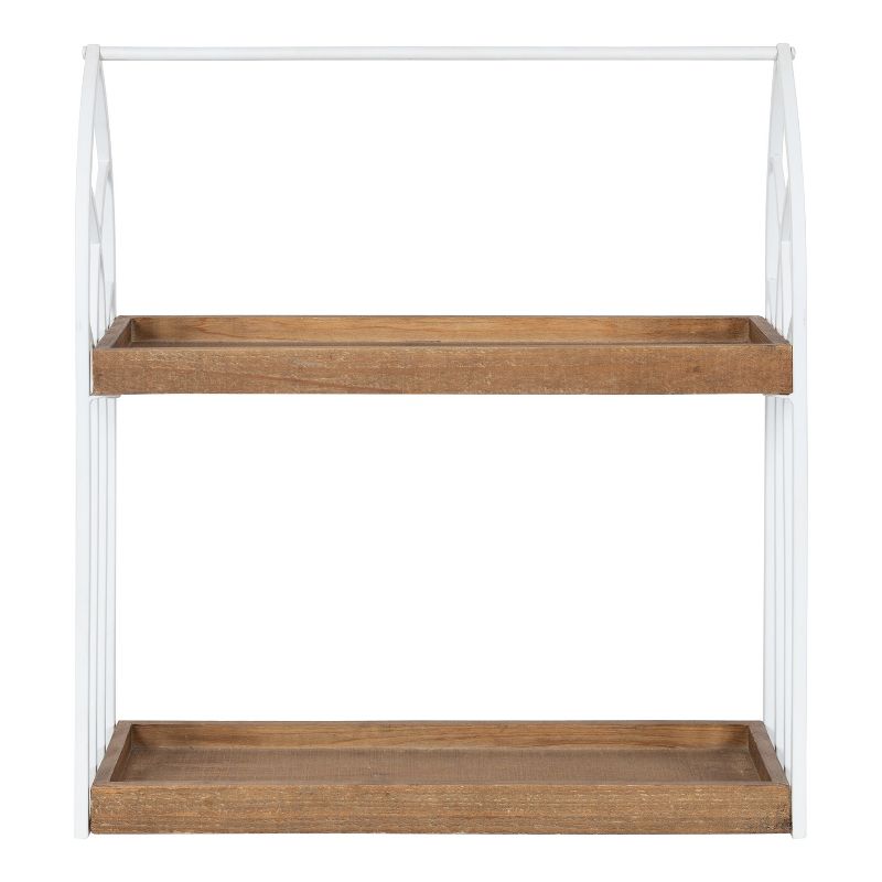 Kate and Laurel Castille Rectangle Wood Accent Shelf, 20x7x22, White and Rustic Brown, 3 of 12