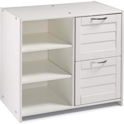 Donco LOUVER LOW LOFT 2 DR CHEST/SHELVES WHITE