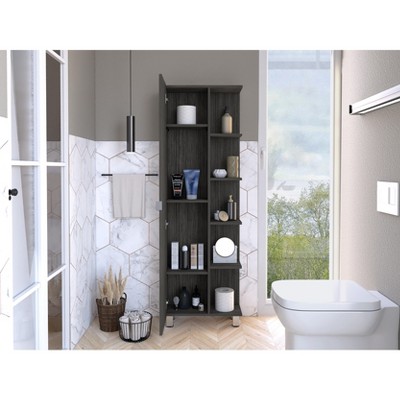 Akoasm Mirror Linen Bathroom Medicine Storage Cabinet With Interior & External Shelves-Smokey Oak