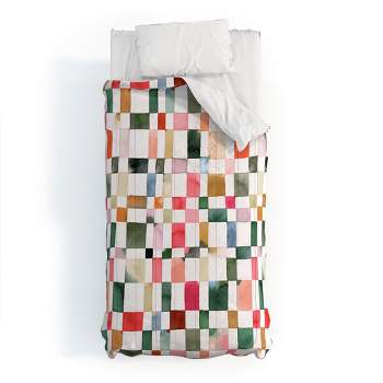 Ninola Design Watercolor checker Yuletide Comforter + Pillow Sham(s) - Deny Designs
