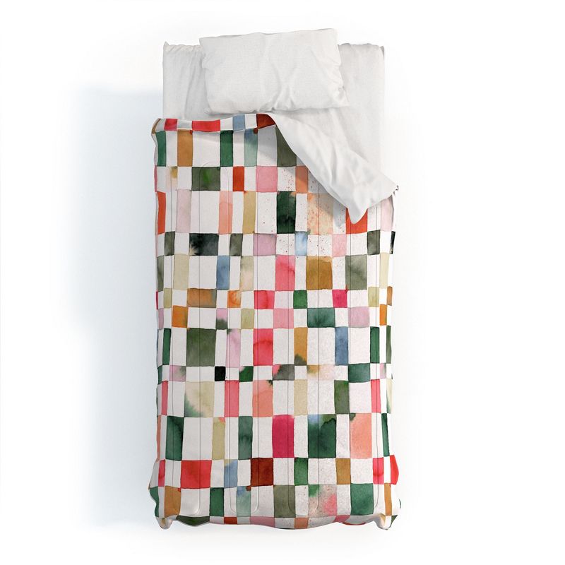 Ninola Design Watercolor checker Yuletide Comforter + Pillow Sham(s) - Deny Designs, 1 of 4