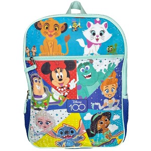 Disney 100 16" Blue School Backpack with Front and Side Pockets - 1 of 4
