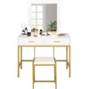 Karl Home | White And Gold Makeup Vanity Set With 2-Drawers And Stool - 4 of 4