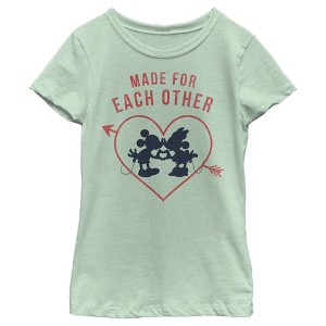 Girl's Disney Mickey and Minnie Made For Each Other T-Shirt - 1 of 4