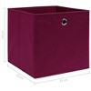 vidaXL Foldable Storage Boxes - Set of 4, Durable Non-Woven Fabric, Convenient Metal Eyelet, 12.6"x12.6"x12.6", Dark Red - 4 of 4