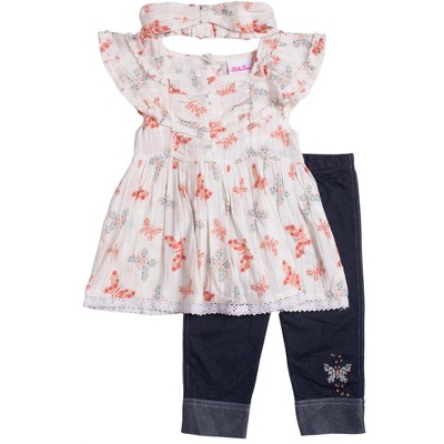 Little Lass Toddler Girl's 2-Piece Capri Set with hair Accessory