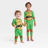 Toddler Teenage Mutant Ninja Turtles Halloween Matching Family Michelangelo Pajama Set - Green