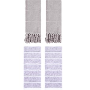 REGALWOVEN 4 Packs Striped and Solid Absorbent Soft Cotton Hand Towel for Bathroom - 1 of 4