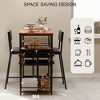 Dining Room Table with 2 Upholstered Chairs, Bistro Table and Chairs Set of 2 with Storage Shelves - 4 of 4