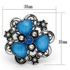 Slickblue Women’s Stainless Steel Heart Flower Ring with Sea Blue Synthetic Stone, Lightweight Jewelry, Sizes 5-10 - 2 of 4