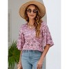 Women's Casual 3/4 Ruffled Sleeve Chiffon Blouse Tops for Women - 3 of 4