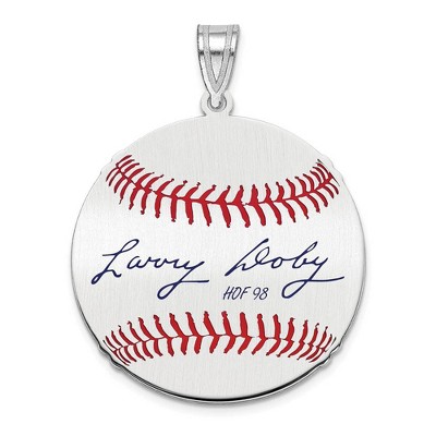 Black Bow Jewelry Sterling Silver Larry Doby Signature MD Enamel Baseball Pendant