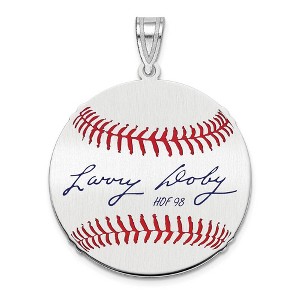 Black Bow Jewelry Sterling Silver Larry Doby Signature MD Enamel Baseball Pendant - 1 of 4