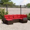 vidaXL 6 Piece Patio Sofa Set with Cushions Brown Poly Rattan - 2 of 4