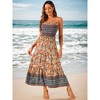 INSPIRE CHIC Women's Summer Spaghetti Strap A-Line Flowy Smocked Midi Boho Floral Sundresses - 3 of 4