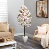 Nearly Natural 70-in Cherry Blossom Artificial Tree in White Planter - 4 of 4