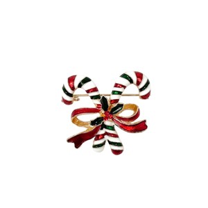 Wrapables Christmas Crystal Rhinestone Brooch Pin, Candy Canes - 1 of 4