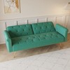69.7" Velvet 2-Seater Foldable Sofa Bed with Nail Head Trim, Matching Throw Pillow, Gold Metal Legs and Solid Wood Frame for Small Living Spaces - 4 of 4