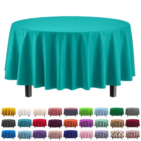 Crown Display Premium Quality Plastic Tablecloth 84 Inch. Round- Teal ...