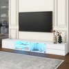 Modern TV Stand for TVs Up to 105 Inches, Faux Marble Tabletop Media Console with Tempered Glass Doors - 2 of 4