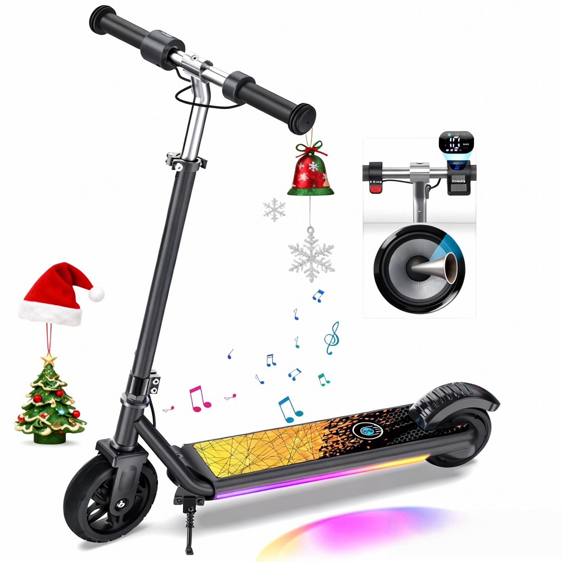 Mastgoal Electric Scooter for Kids, 150W Motor 10mph Speed Electric Scooter with Adjustable Handlebar and LED Light, Best Gift for Kids-Black
