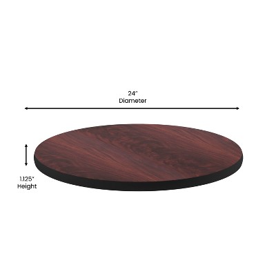 24" Reversible Mahogany/Black Laminate Commercial Table Top