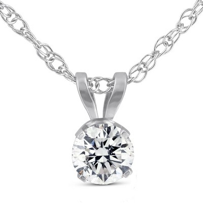 Pompeii3 1/5ct Round Diamond Solitaire Pendant Necklace 14K White Gold