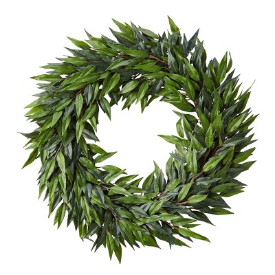 Nature Spring 22" Artificial Ficus Microphyll Leaf Wreath