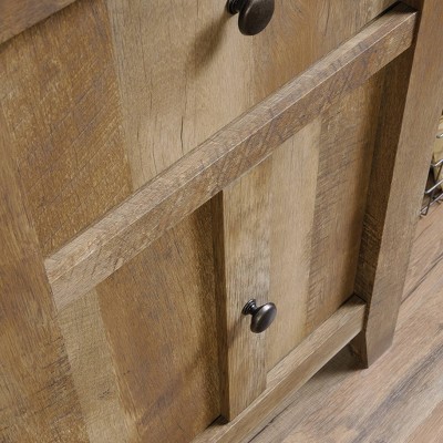 Craftsman Oak Brown Desk with Filing Cabinet and Drawer