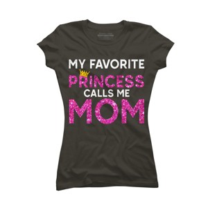 Junior's Design By Humans My Favorite Princess Calls Me Mom Crown By MeowShop T-Shirt - 1 of 2