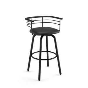 Amisco Turbo Upholstered Counter Height Barstool Black: Faux Leather, Steel Frame, 26" Seat - 1 of 4