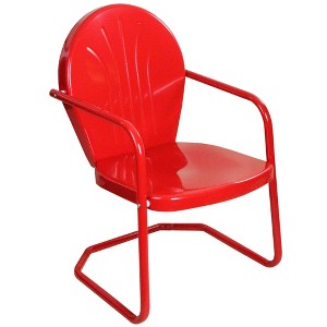 Northlight 34" Outdoor Retro Metal Tulip Armchair, Red - 1 of 4