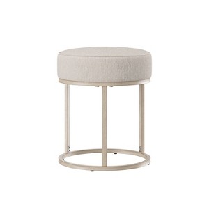 18" Swanson Backless Upholstered Metal Vanity Stool Bone White - Hillsdale Furniture: Round Padded Seat, Modern Design - 1 of 4