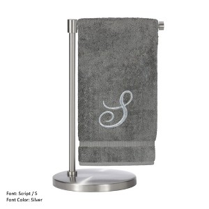 BC BARE COTTON Monogrammed Bath Towel, Personalized Gift, 27 x 54 inches - Set of 2 - Gray - Silver Script - 1 of 1