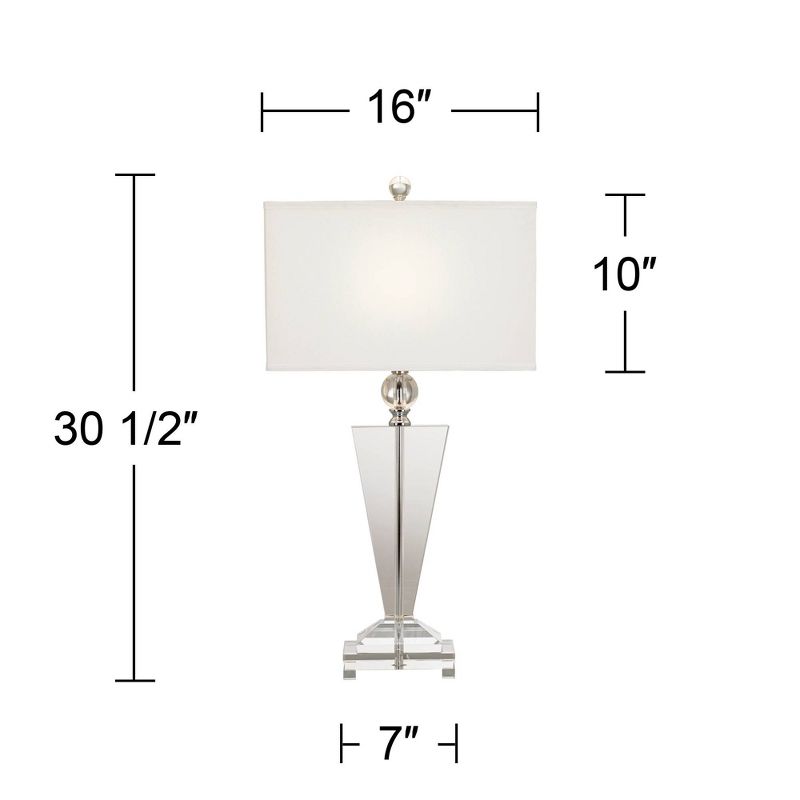 Vienna Full Spectrum Trophy 30 1/2" Tall Large Modern End Table Lamps Set of 2 Clear Crystal Off-White Shade Living Room Bedroom Bedside Nightstand, 4 of 10