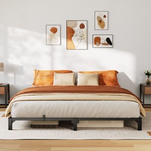 Bed Frame, Metal Platform, bearing 800 Lbs Capacity, Tool-Free Assembly with Reinforced Iron Slats & Legs - 1 of 4