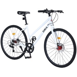 Gulches Unisex 700C Hybrid Road Bike 7-Speed Shimano, Dual Disc Brakes, Aluminum Rims, 700×32C Tires, for Men & Women City Use - 1 of 4