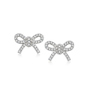 RS Pure by Ross-Simons 0.1 ct. t.w. Diamond Bow Stud Earrings in Sterling Silver - 1 of 4
