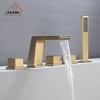 CASAINC 5 Hole Deck Mounted Roman Tub Faucet with Hand Shower and Waterfall Spout - 2 of 4