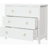 Round Ring Handle Chest of Drawers, 3-Drawer White Flat Style, Exquisite Hardware, Small Storage Cabinet Beside Bedroom Bed - 3 of 4