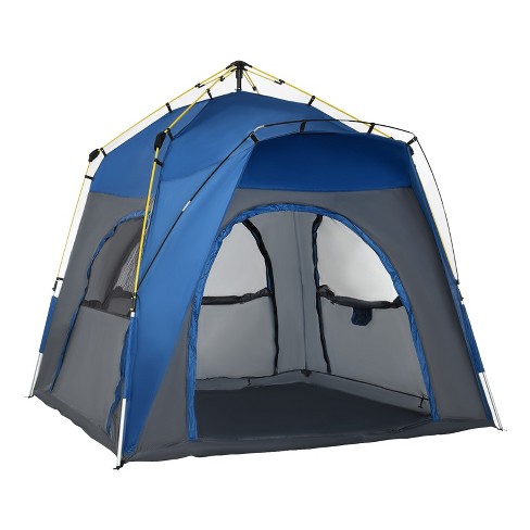 Outsunny Camping 4 Person Pop Up Tent Quick Setup Automatic Hydraulic Family Travel Tent W/ Doors Carry Bag Included : Target