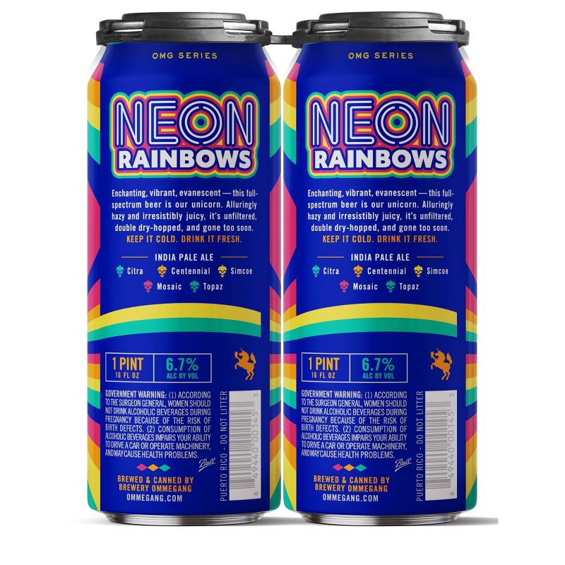 Ommegang Neon Rainbows IPA Beer - 4pk/16 fl oz Cans, 2 of 4